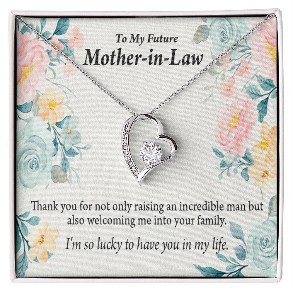 To Future Mother-in-Law Thank You For Welcoming Me Forever Necklace w Message Card-Express Your Love Gifts