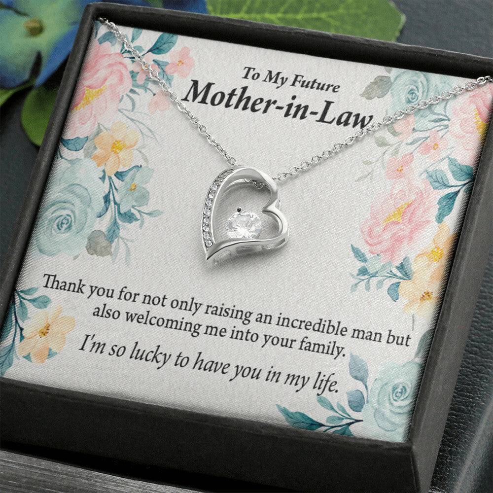 To Future Mother-in-Law Thank You For Welcoming Me Forever Necklace w Message Card-Express Your Love Gifts