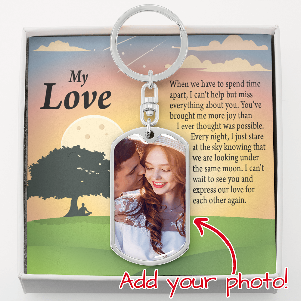 To Girlfriend From Boyfriend Personalized Long Distance Message Card Dog Tag Pendant Keychain Stainless Steel or 18k Gold-Express Your Love Gifts