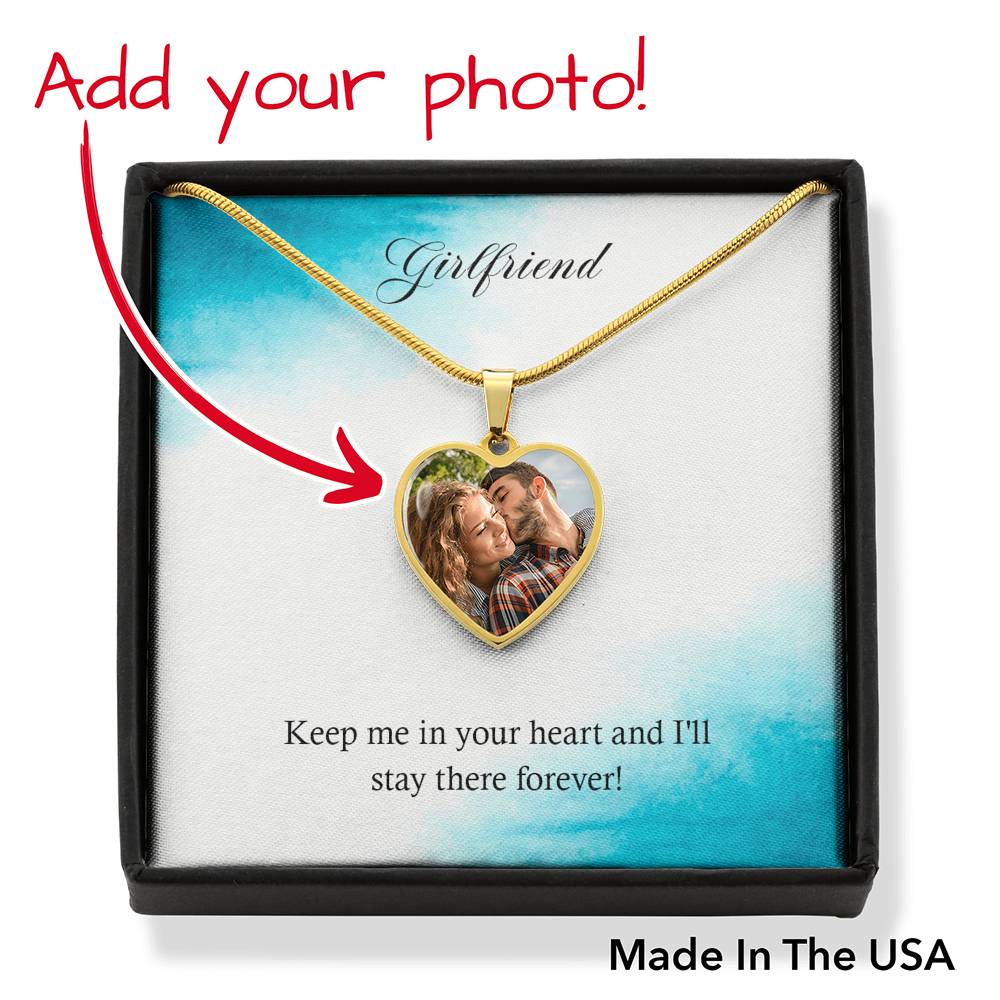 To Girlfriend From Girlfriend Personalized Keep Me In Your Heart Stainless Steel or 18k Gold Heart Pendant Necklace 18-22"-Express Your Love Gifts