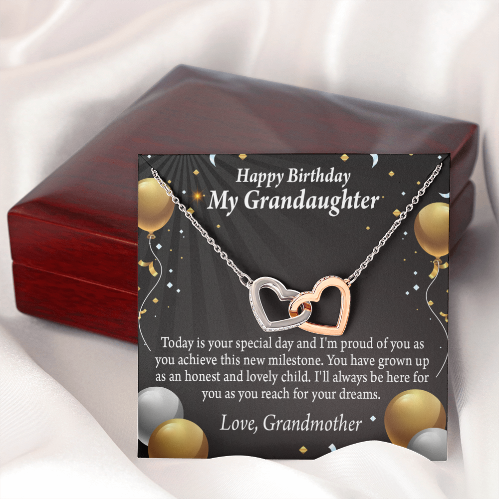 To Granddaughter Birthday Card Special Day Inseparable Necklace-Express Your Love Gifts