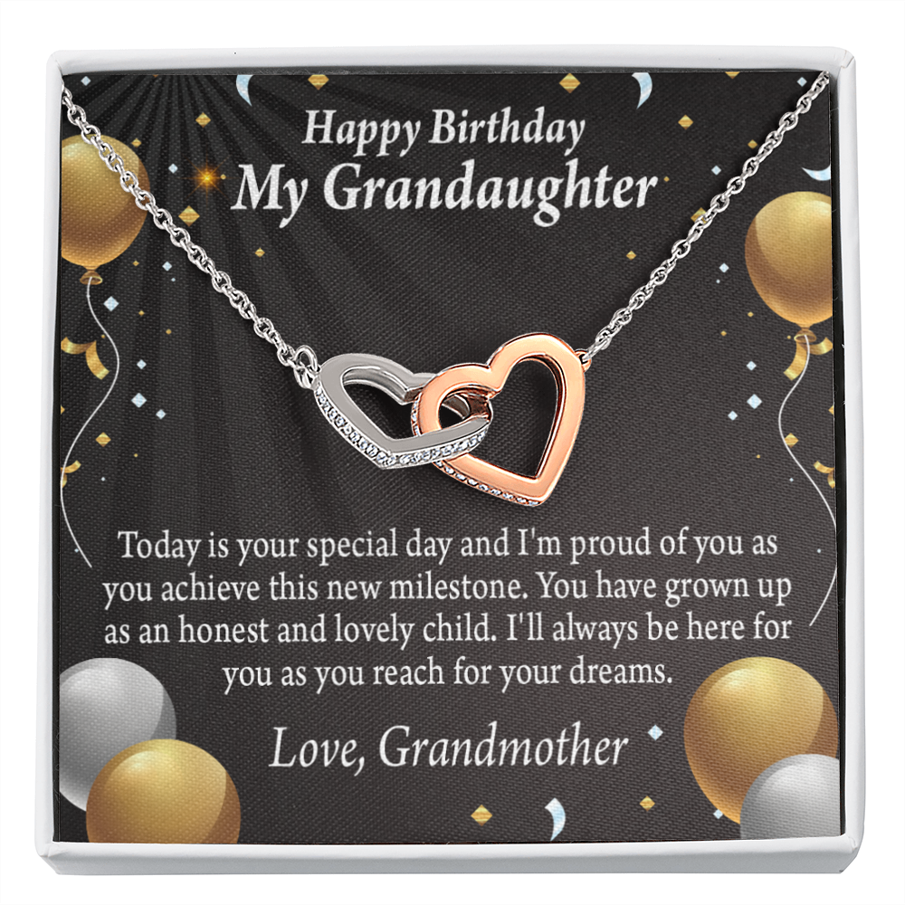 To Granddaughter Birthday Card Special Day Inseparable Necklace-Express Your Love Gifts