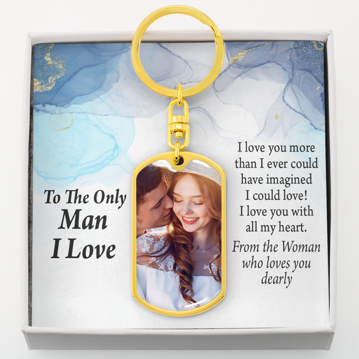 To Husband From Wife Personalized Only Man I Love Dog Tag Pendant Keychain Stainless Steel or 18k Gold-Express Your Love Gifts