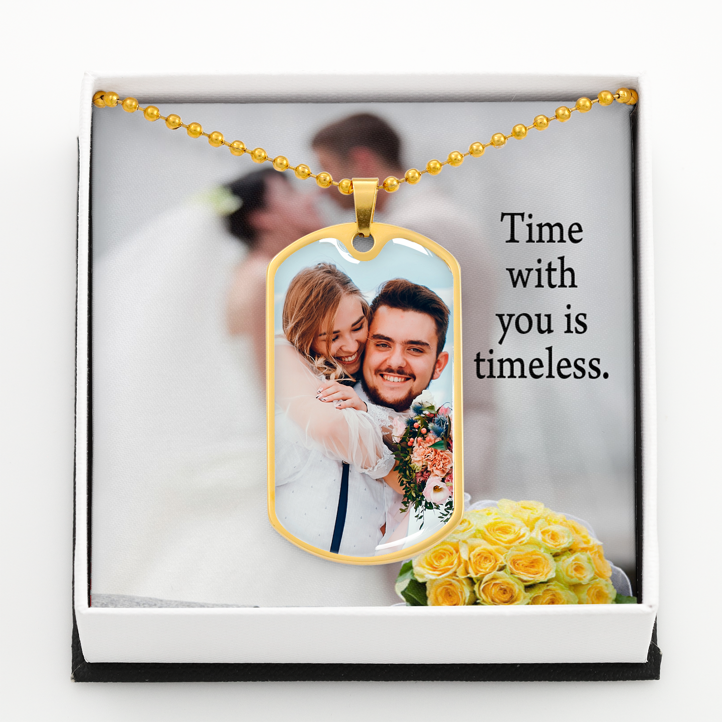 To Husband From Wife Personalized Timeless Necklace Dog Tag Stainless Steel or 18k Gold 24" Chain"-Express Your Love Gifts
