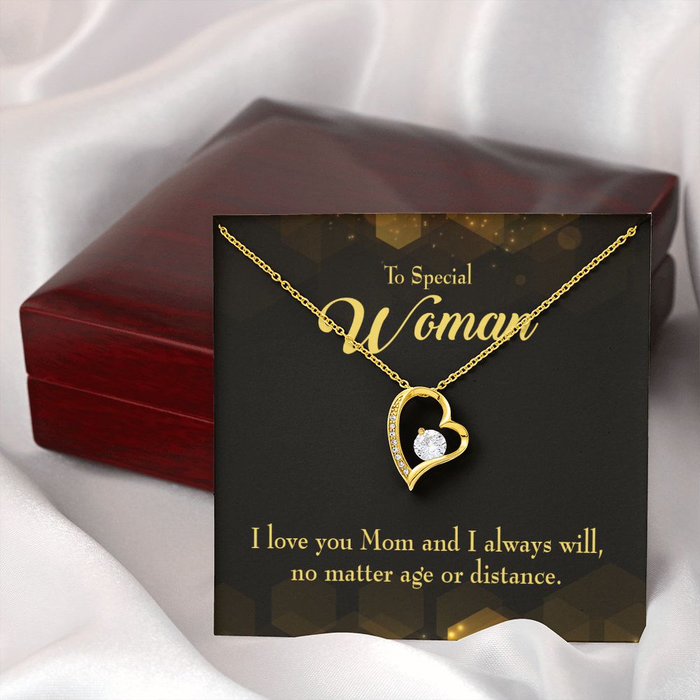 To Mom Age or Distance Forever Necklace w Message Card-Express Your Love Gifts