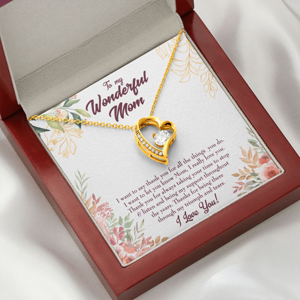 To Mom All Support Mom Forever Necklace w Message Card-Express Your Love Gifts