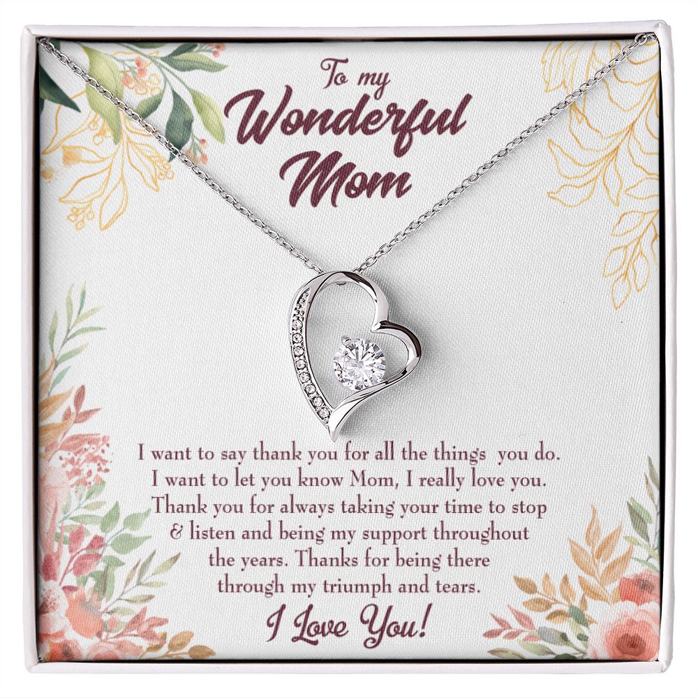 To Mom All Support Mom Forever Necklace w Message Card-Express Your Love Gifts