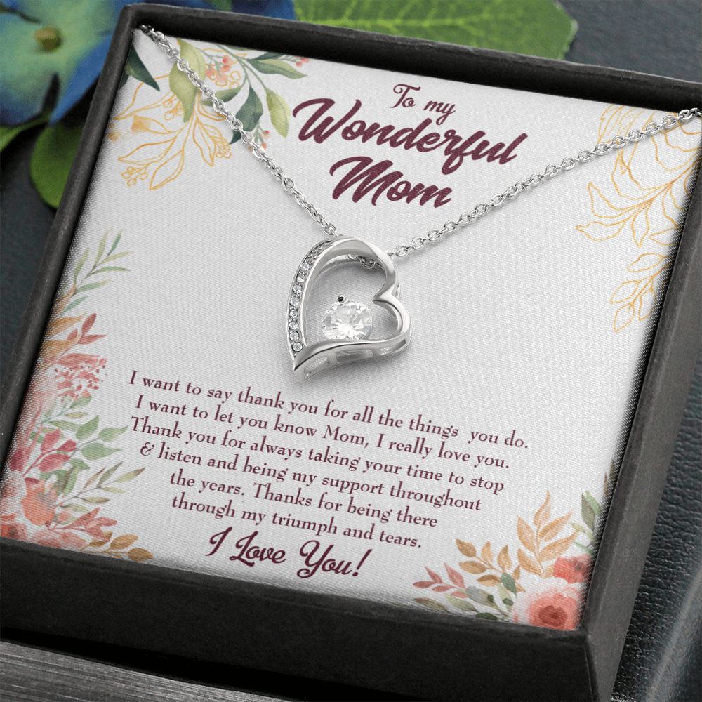 To Mom All Support Mom Forever Necklace w Message Card-Express Your Love Gifts