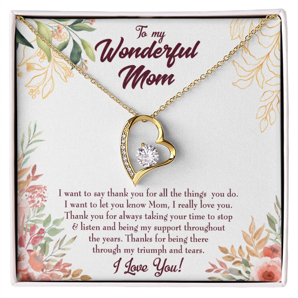 To Mom All Support Mom Forever Necklace w Message Card-Express Your Love Gifts