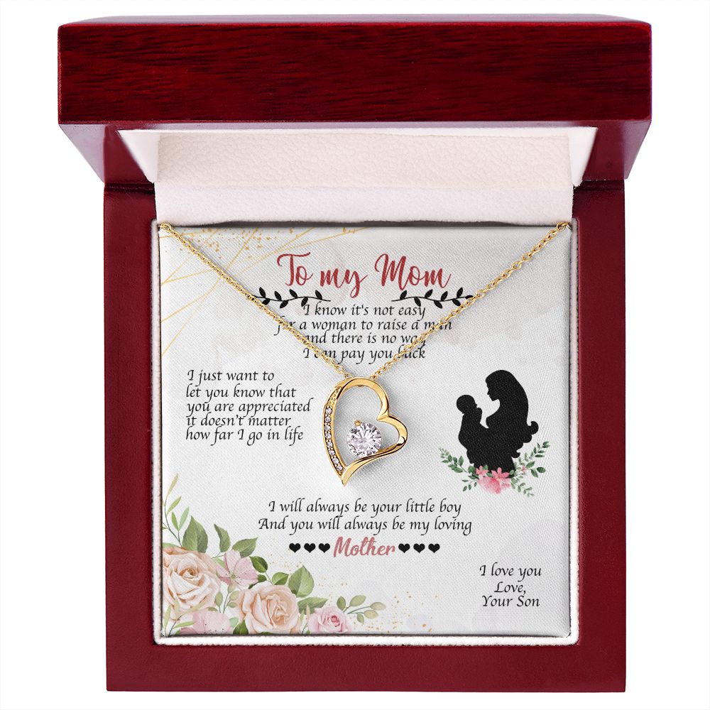 To Mom Always Be Your Little Boy Forever Necklace w Message Card-Express Your Love Gifts