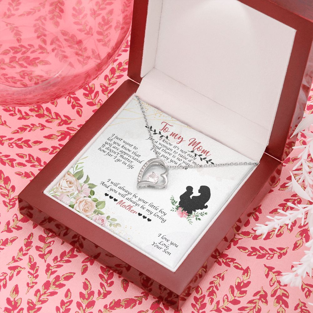 To Mom Always Be Your Little Boy Forever Necklace w Message Card-Express Your Love Gifts