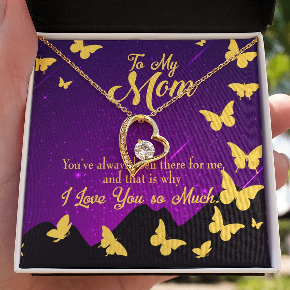 To Mom Always Been There Forever Necklace w Message Card-Express Your Love Gifts