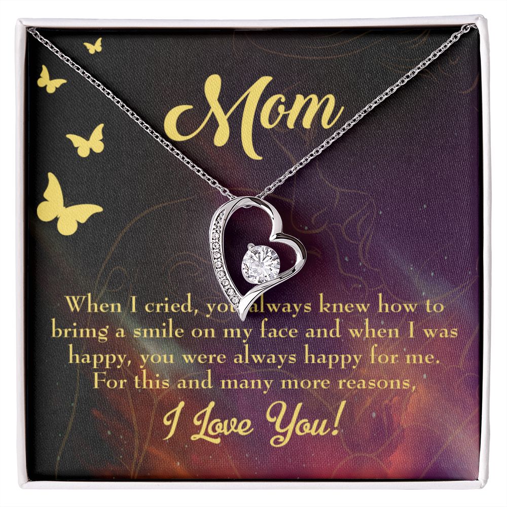 To Mom Always Happy Forever Necklace w Message Card-Express Your Love Gifts