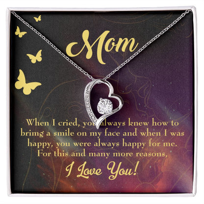 To Mom Always Happy Forever Necklace w Message Card-Express Your Love Gifts