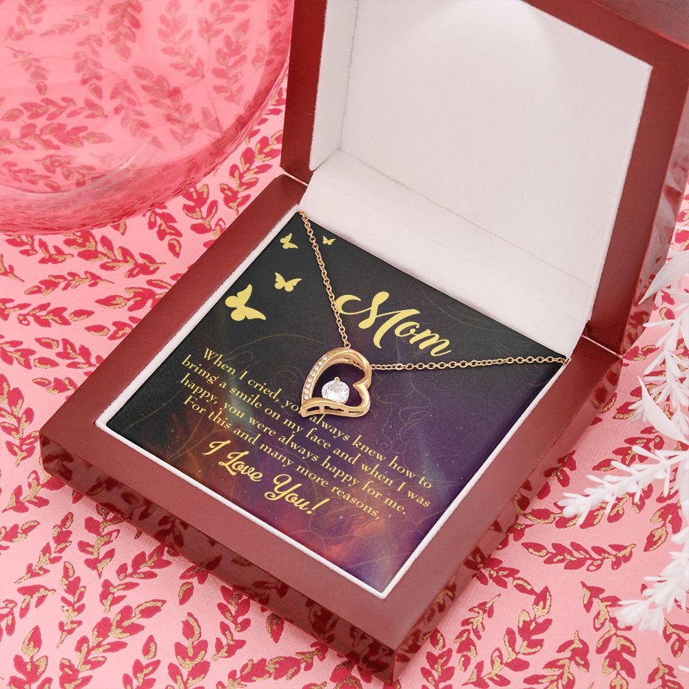 To Mom Always Happy Forever Necklace w Message Card-Express Your Love Gifts