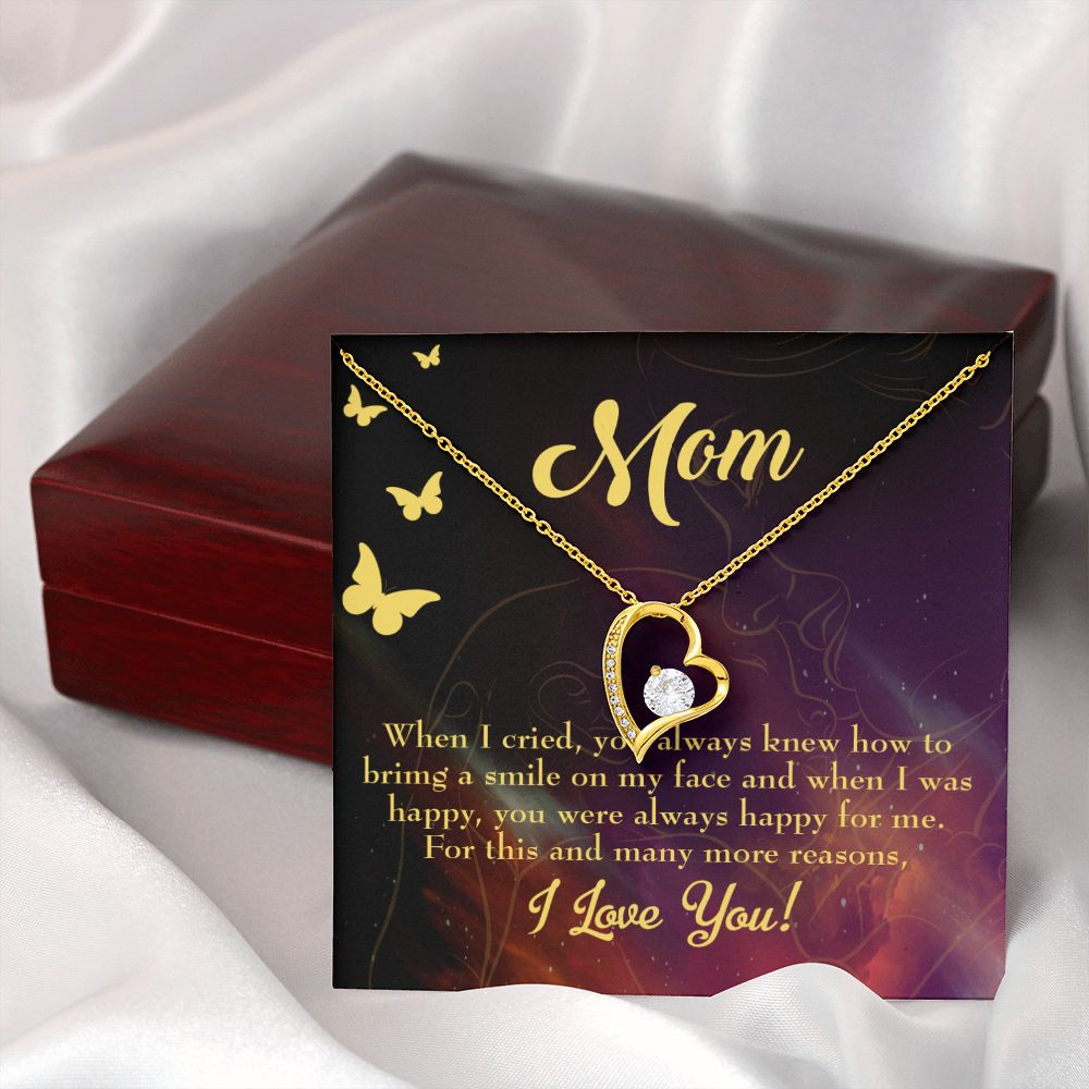 To Mom Always Happy Forever Necklace w Message Card-Express Your Love Gifts