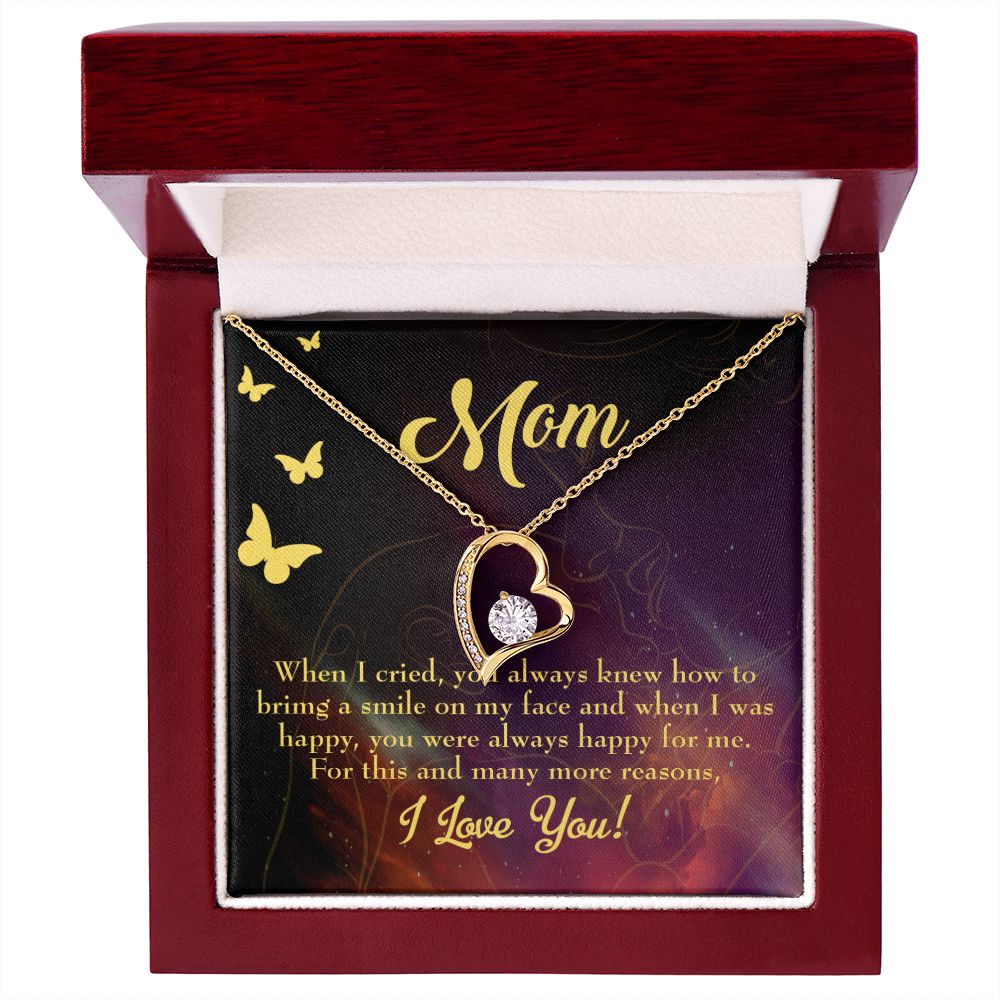 To Mom Always Happy Forever Necklace w Message Card-Express Your Love Gifts