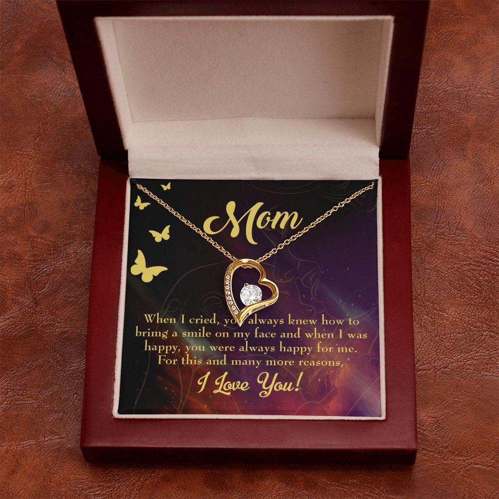 To Mom Always Happy Forever Necklace w Message Card-Express Your Love Gifts