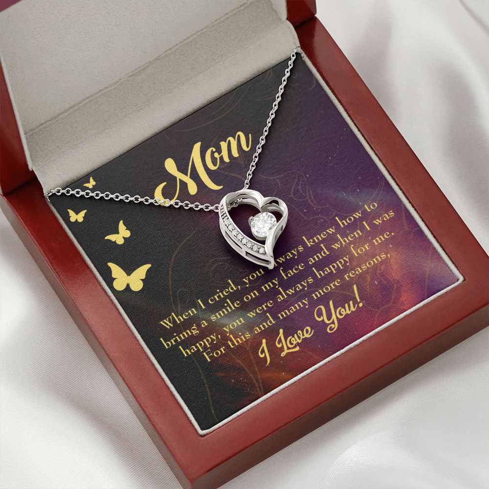 To Mom Always Happy Forever Necklace w Message Card-Express Your Love Gifts