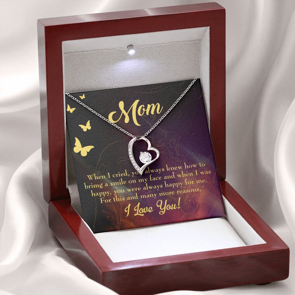 To Mom Always Happy Forever Necklace w Message Card-Express Your Love Gifts