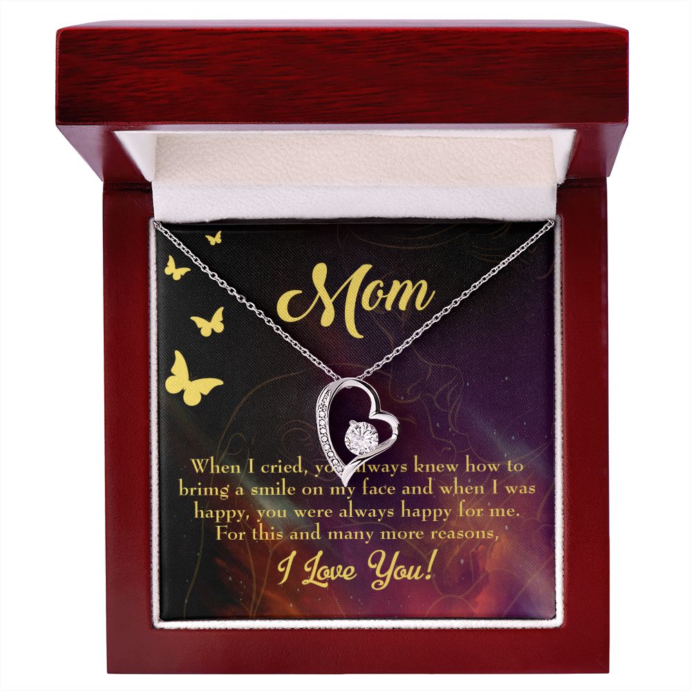 To Mom Always Happy Forever Necklace w Message Card-Express Your Love Gifts