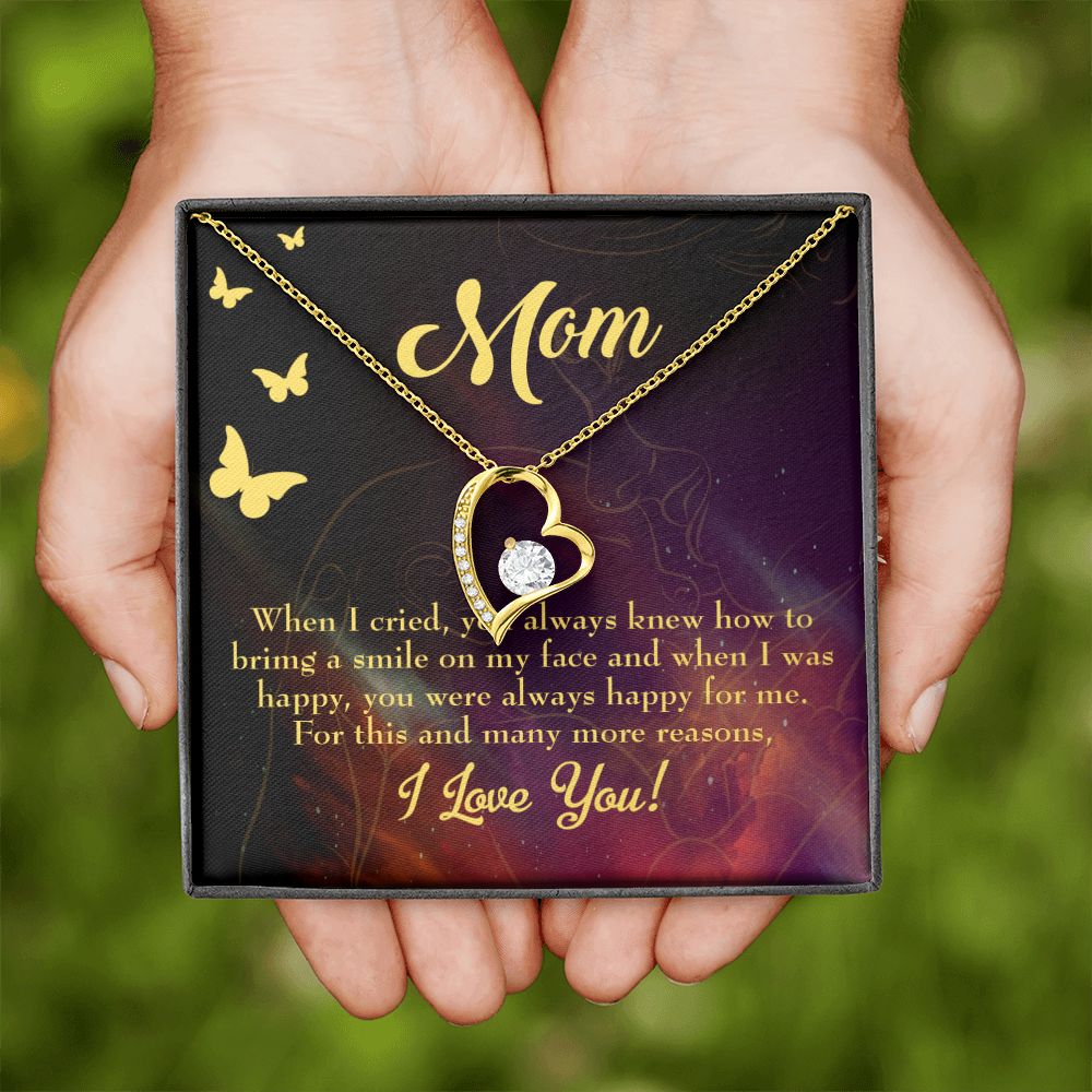 To Mom Always Happy Forever Necklace w Message Card-Express Your Love Gifts