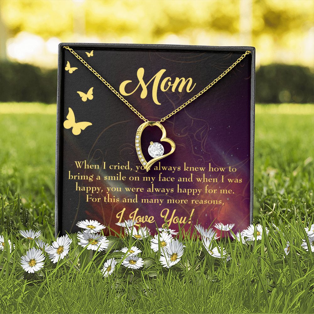 To Mom Always Happy Forever Necklace w Message Card-Express Your Love Gifts