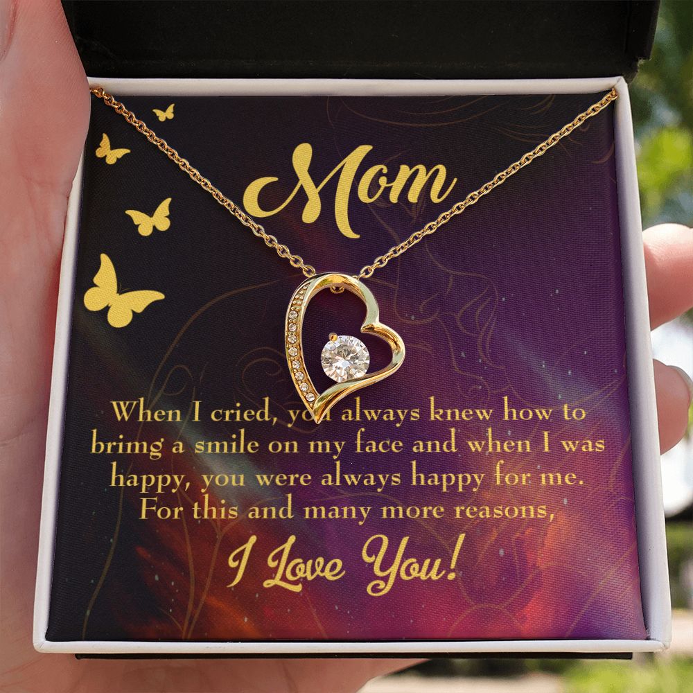 To Mom Always Happy Forever Necklace w Message Card-Express Your Love Gifts