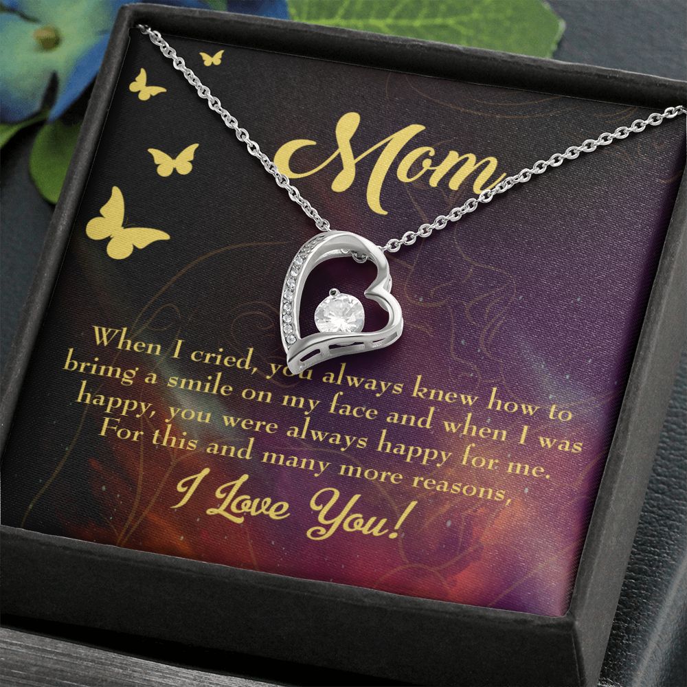 To Mom Always Happy Forever Necklace w Message Card-Express Your Love Gifts