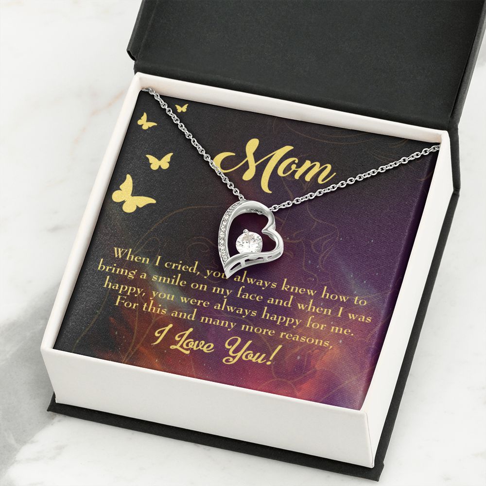 To Mom Always Happy Forever Necklace w Message Card-Express Your Love Gifts