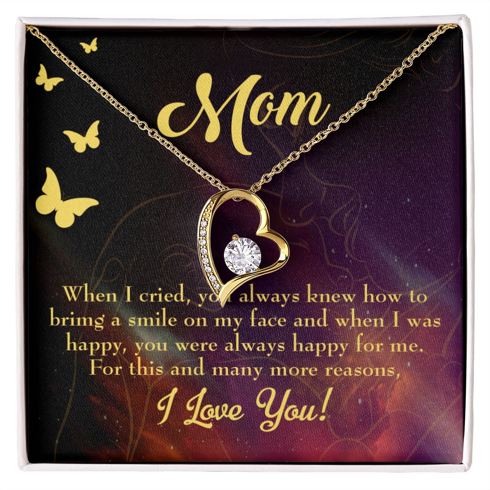 To Mom Always Happy Forever Necklace w Message Card-Express Your Love Gifts