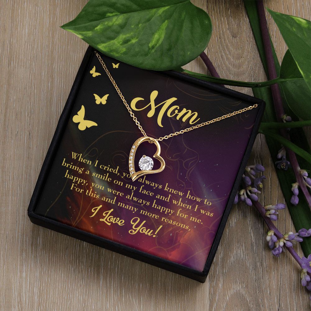 To Mom Always Happy Forever Necklace w Message Card-Express Your Love Gifts