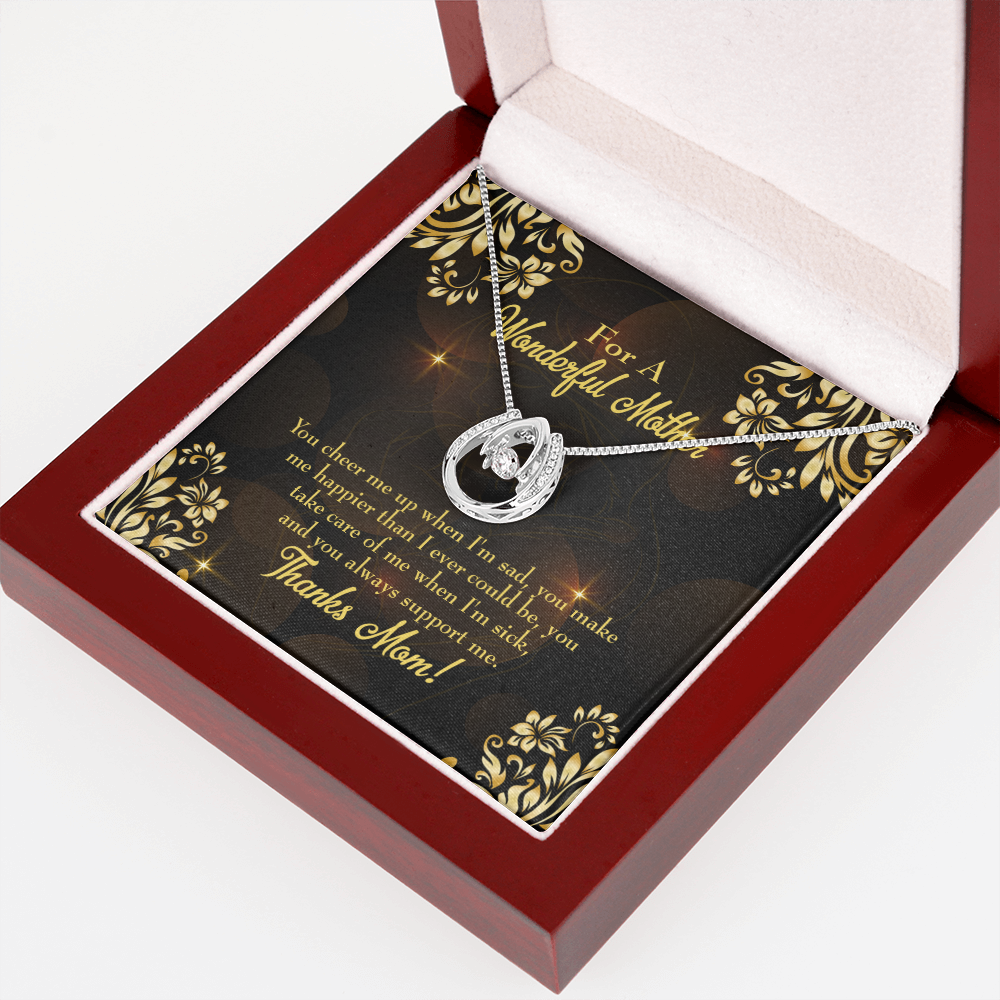 To Mom Always There Horseshoe Necklace Message Card 14k w CZ Crystals-Express Your Love Gifts