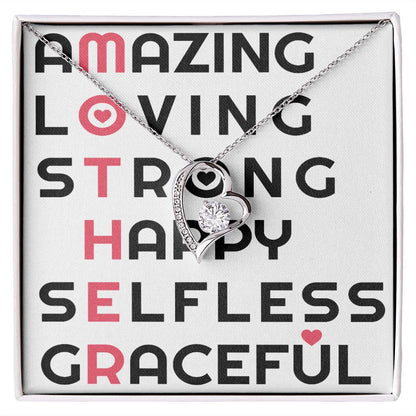 To Mom Amazing Loving Strong Happy Selfless Graceful Forever Necklace w Message Card-Express Your Love Gifts