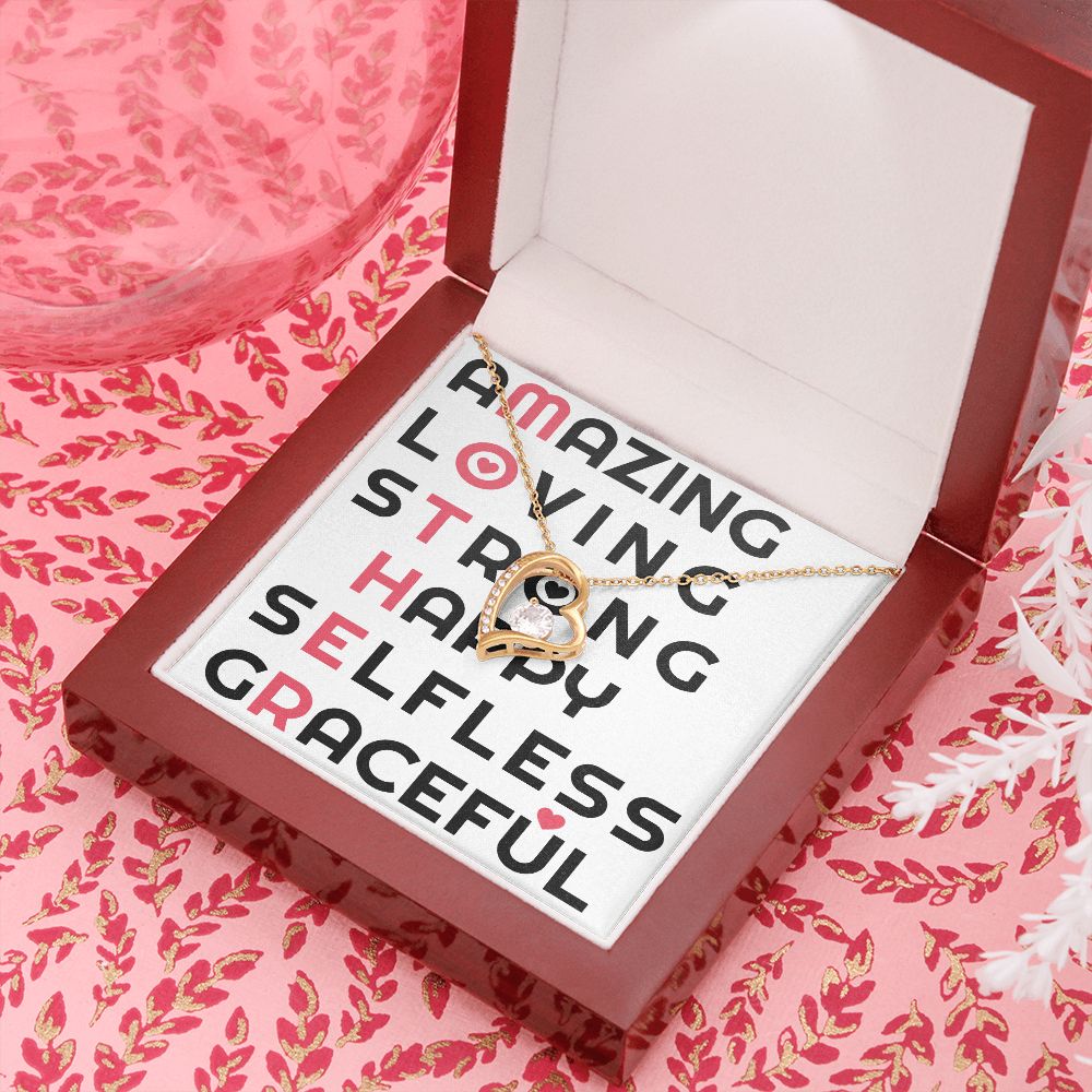 To Mom Amazing Loving Strong Happy Selfless Graceful Forever Necklace w Message Card-Express Your Love Gifts