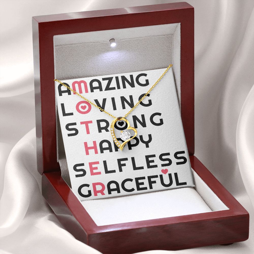 To Mom Amazing Loving Strong Happy Selfless Graceful Forever Necklace w Message Card-Express Your Love Gifts