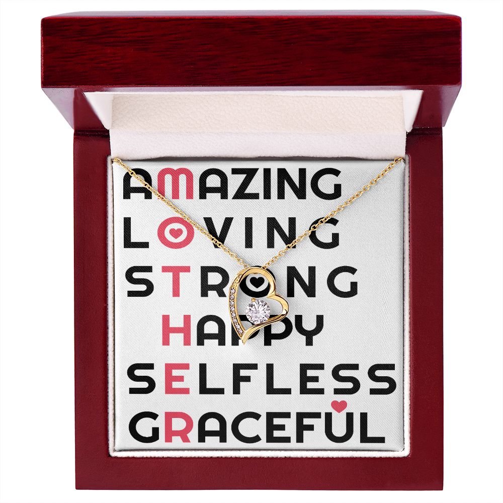 To Mom Amazing Loving Strong Happy Selfless Graceful Forever Necklace w Message Card-Express Your Love Gifts