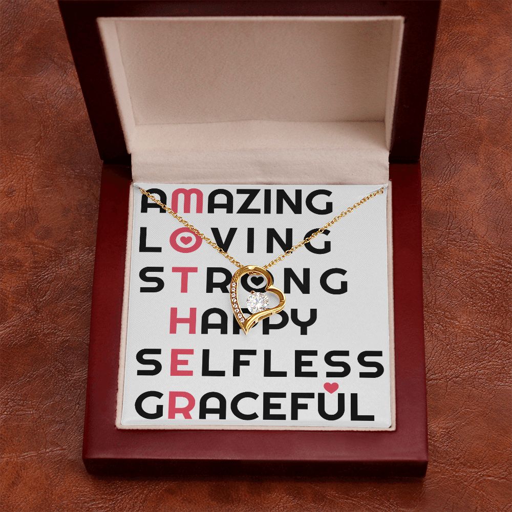 To Mom Amazing Loving Strong Happy Selfless Graceful Forever Necklace w Message Card-Express Your Love Gifts