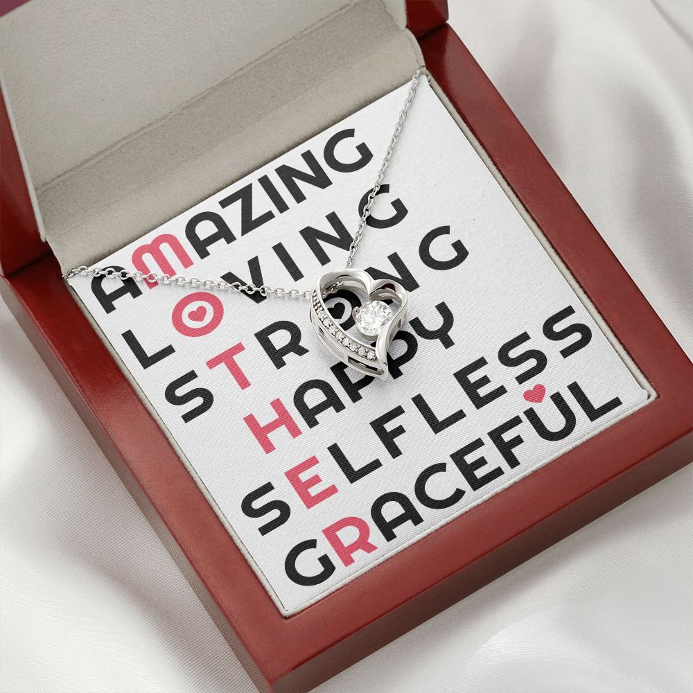 To Mom Amazing Loving Strong Happy Selfless Graceful Forever Necklace w Message Card-Express Your Love Gifts