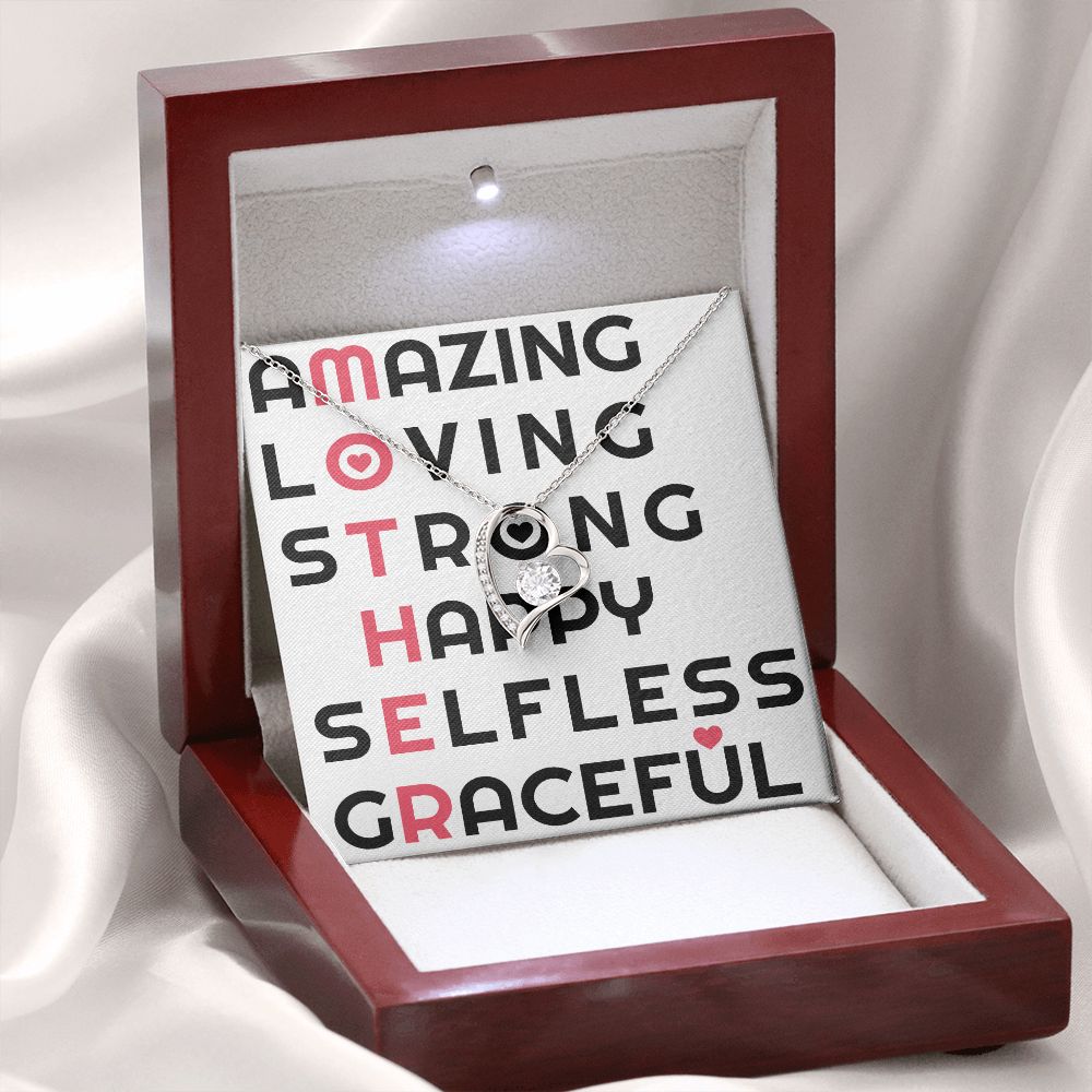 To Mom Amazing Loving Strong Happy Selfless Graceful Forever Necklace w Message Card-Express Your Love Gifts