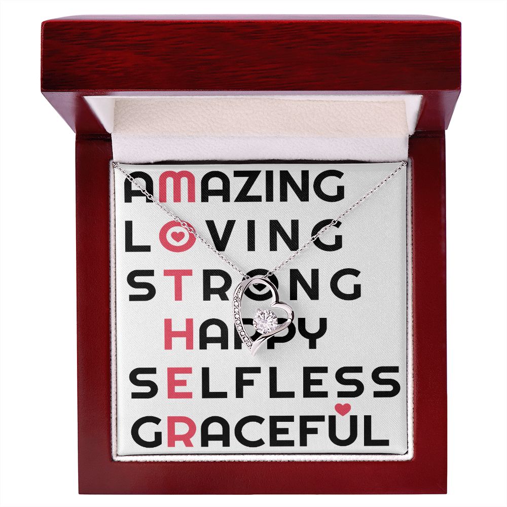 To Mom Amazing Loving Strong Happy Selfless Graceful Forever Necklace w Message Card-Express Your Love Gifts