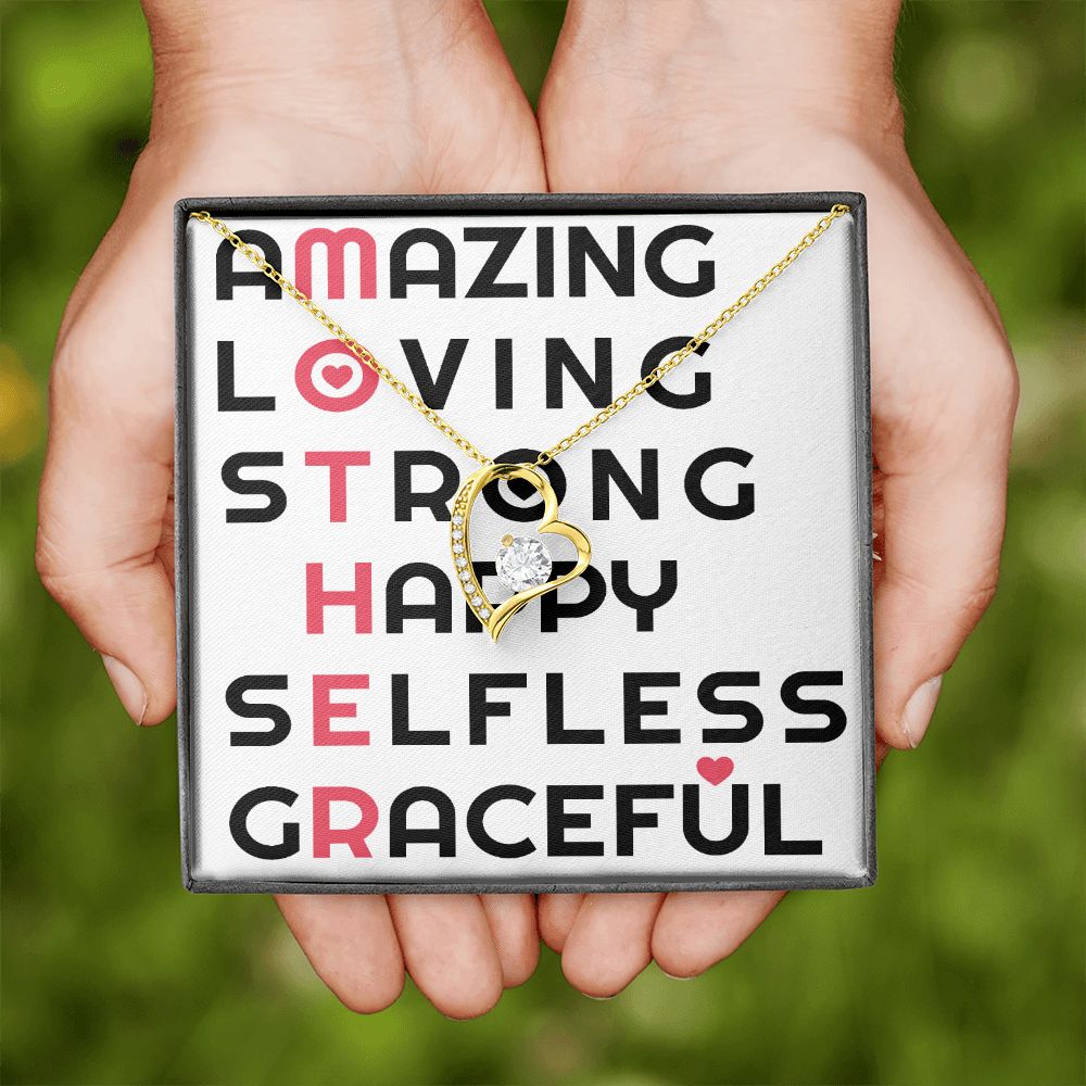 To Mom Amazing Loving Strong Happy Selfless Graceful Forever Necklace w Message Card-Express Your Love Gifts