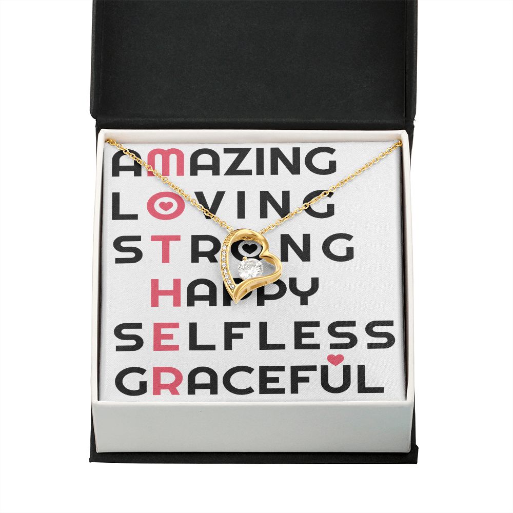 To Mom Amazing Loving Strong Happy Selfless Graceful Forever Necklace w Message Card-Express Your Love Gifts