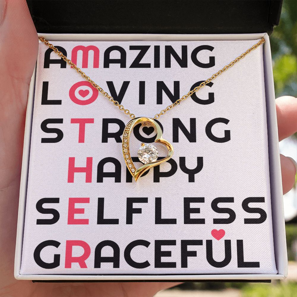 To Mom Amazing Loving Strong Happy Selfless Graceful Forever Necklace w Message Card-Express Your Love Gifts