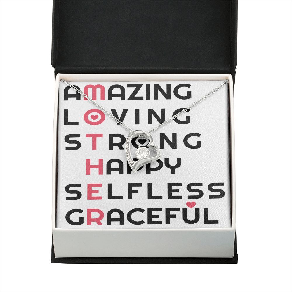 To Mom Amazing Loving Strong Happy Selfless Graceful Forever Necklace w Message Card-Express Your Love Gifts