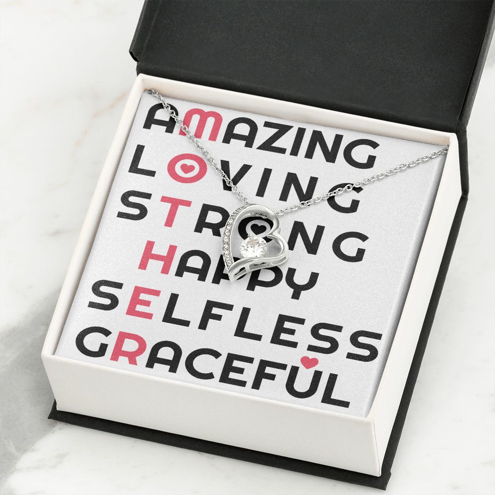 To Mom Amazing Loving Strong Happy Selfless Graceful Forever Necklace w Message Card-Express Your Love Gifts