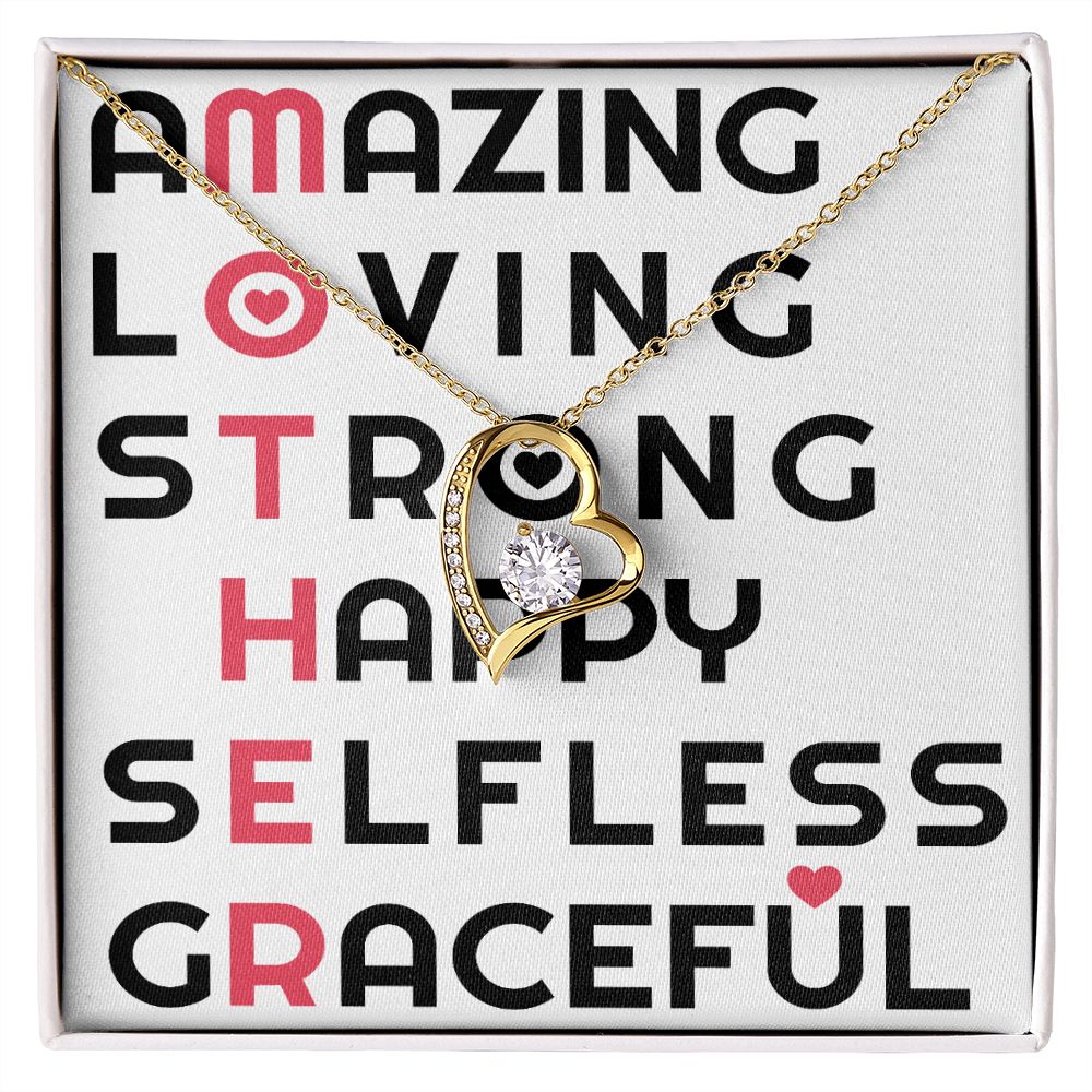 To Mom Amazing Loving Strong Happy Selfless Graceful Forever Necklace w Message Card-Express Your Love Gifts