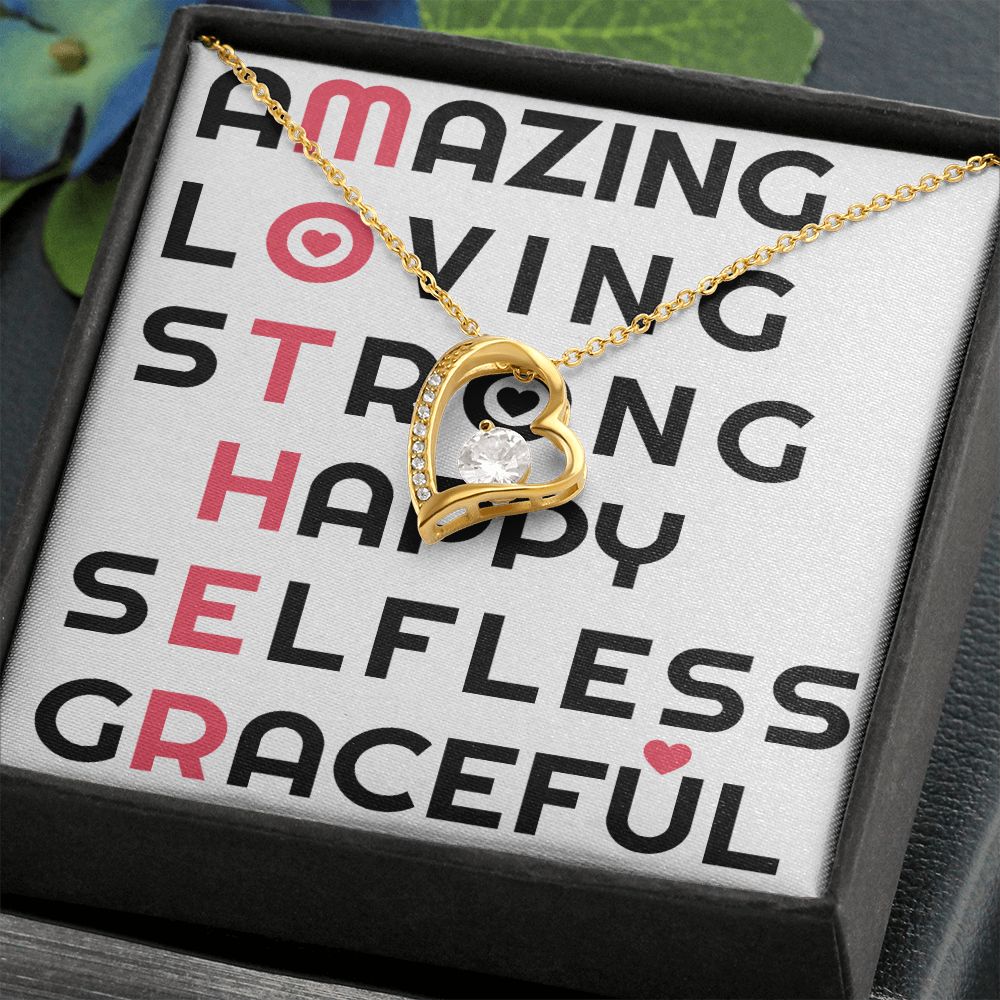 To Mom Amazing Loving Strong Happy Selfless Graceful Forever Necklace w Message Card-Express Your Love Gifts