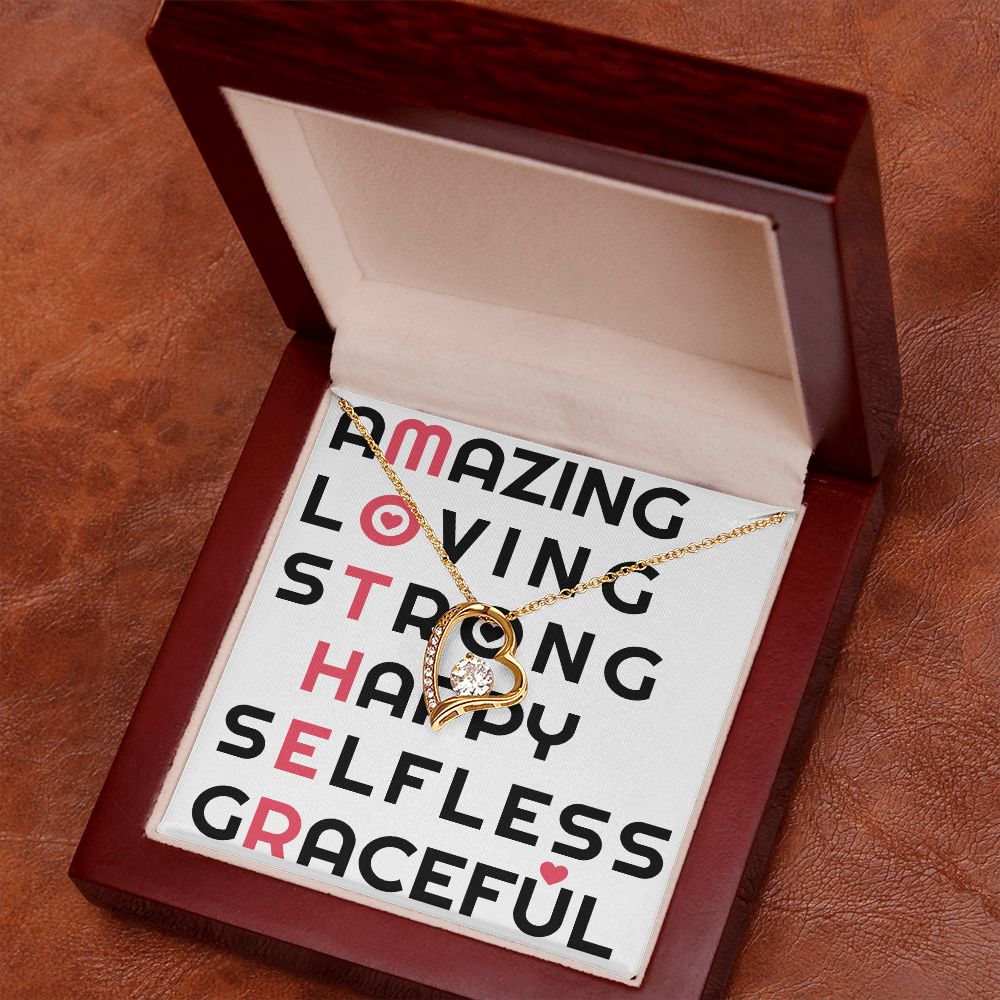 To Mom Amazing Loving Strong Happy Selfless Graceful Forever Necklace w Message Card-Express Your Love Gifts