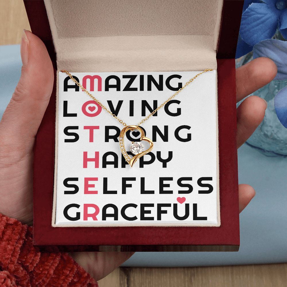 To Mom Amazing Loving Strong Happy Selfless Graceful Forever Necklace w Message Card-Express Your Love Gifts